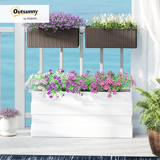 Outsunny Railing Planter Box, Hanging Flower Pots - Image 2
