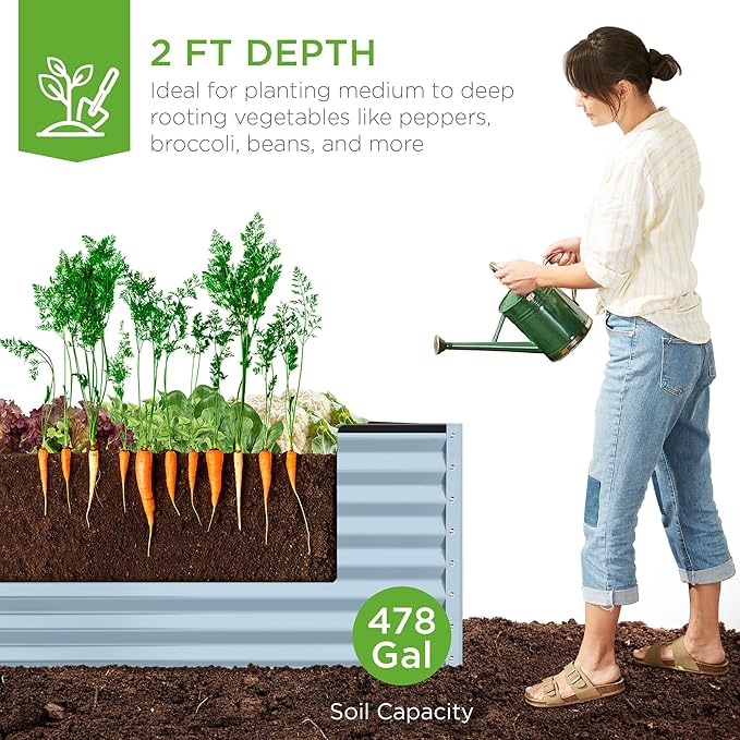 Best Choice Products 8x4x2ft Outdoor Metal Raised Garden Bed, Deep Root Planter - Image 4