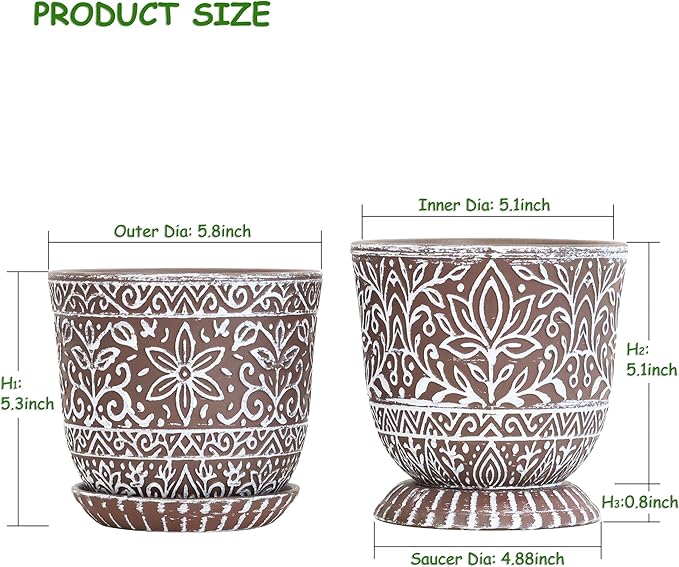 Gepege 6 Inch Ceramic Planter, Plant Pot - Image 3