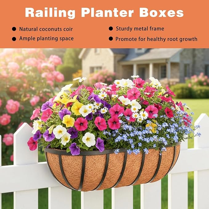 4 Pack 16" Railing Planter Window Box - Image 2