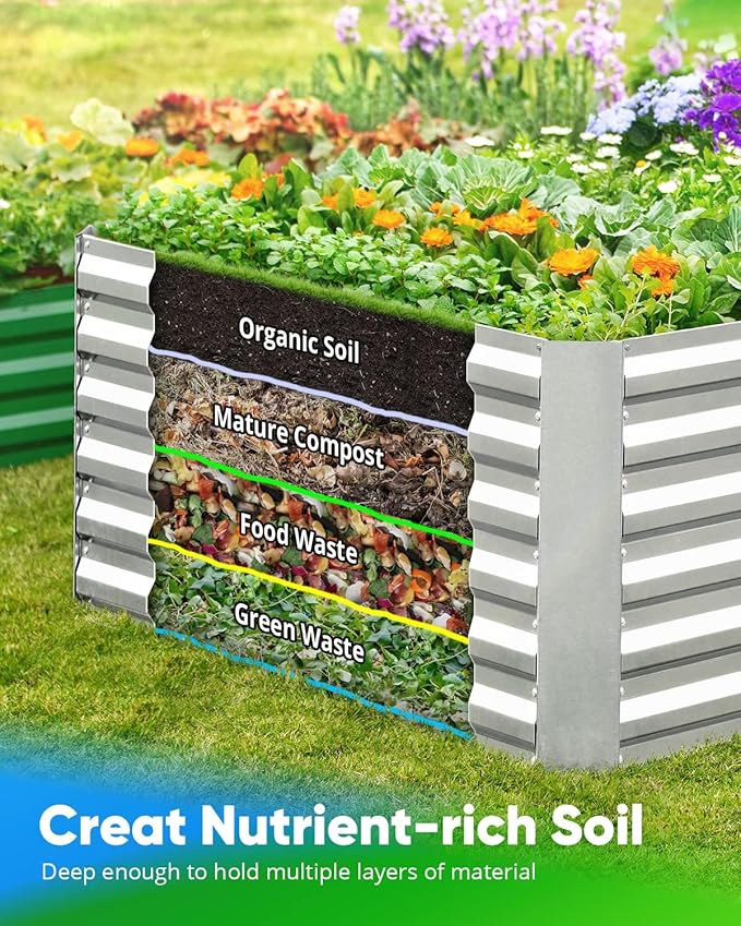 Quictent Galvanized Raised Garden Bed 6x3x2 Ft Metal Planter Box Bottomless - Image 3