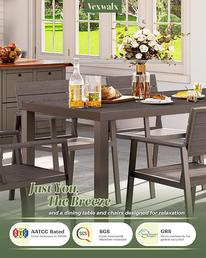 5-Piece Outdoor Dining Set, Aluminum Dining Table Set - Image 5