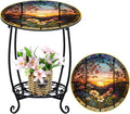 Outdoor Side Table Round Small Mosaic Patio Accent Indoor End Plant Coffee Tea by Cinnvoice