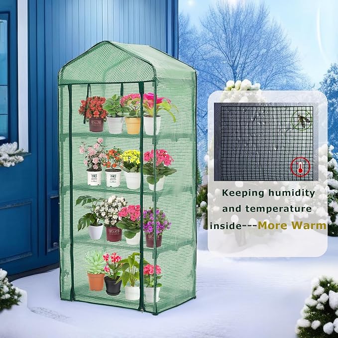 Mini Greenhouse for Indoor Outdoor, Plant Green House 4-Tier Rack Stand - Image 6