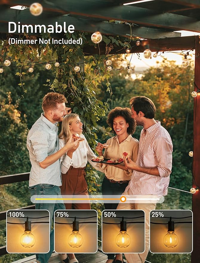 Brightown Outdoor String Lights, 80FT 40+2 G40 Bulbs Shatterproof Patio Lights - Image 6