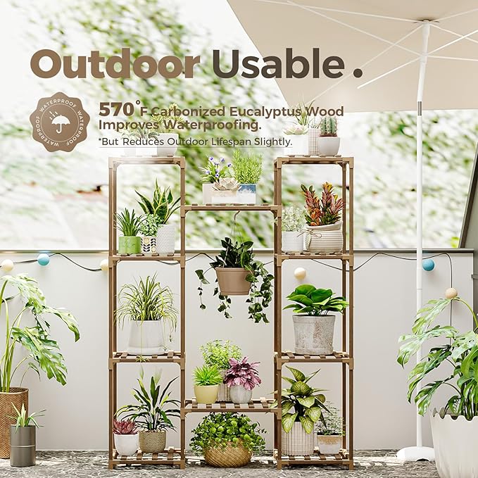 Bamworld Plant Stand Indoor Outdoor Hanging Shelf - Image 3