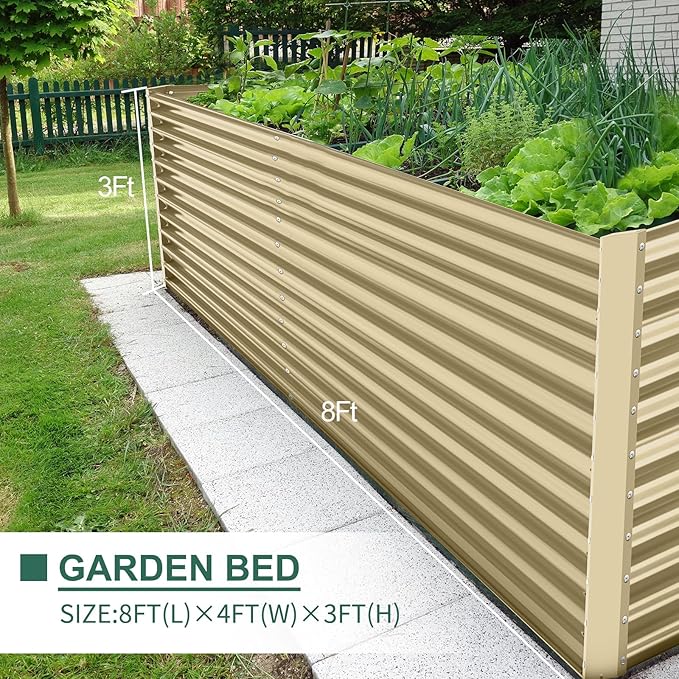Land Guard 8x4x3ft Rectangular Galvanized Raised Garden Beds, Large-Capacity - Image 4