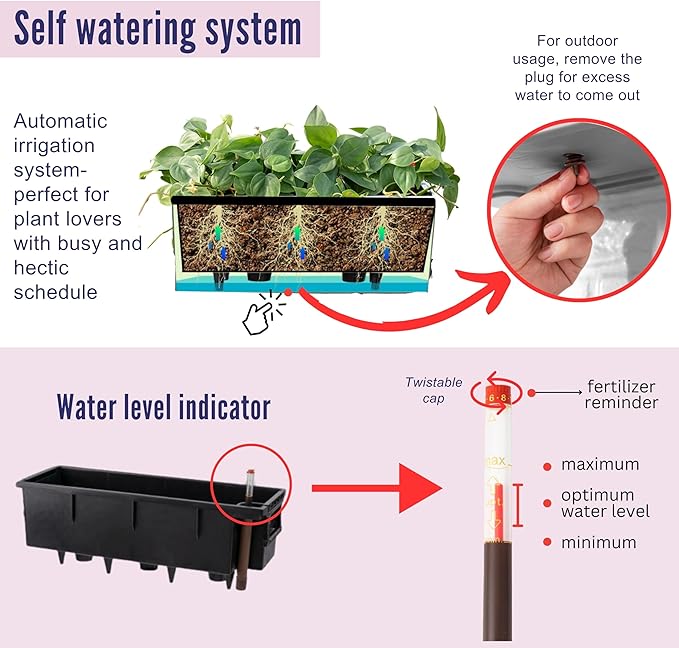 LaLaGreen Wall Planter for Outdoor Wall Mounted Self Watering System White - Image 3