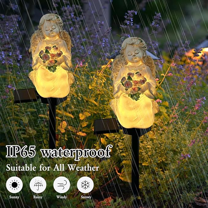 Solar Garden Angel Lights, Waterproof Outdoor Garden Angels Statue Decorations - Image 5