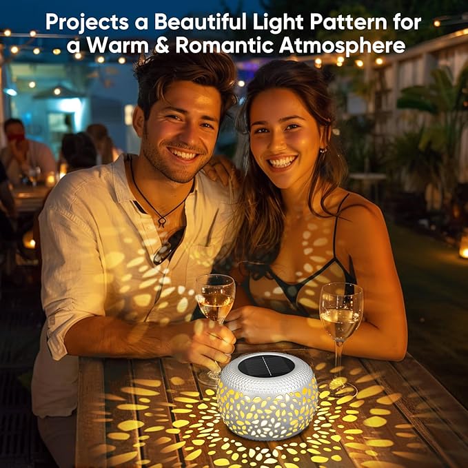 Solar Lanterns Outdoor Waterproof: 4 Pack White Hollow Out Metal Solar Lights - Image 2