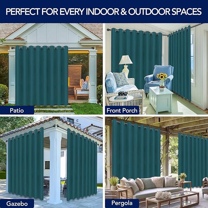 PureFit Outdoor Curtains for Patio Waterproof Weatherproof, UV and Fade - Image 5