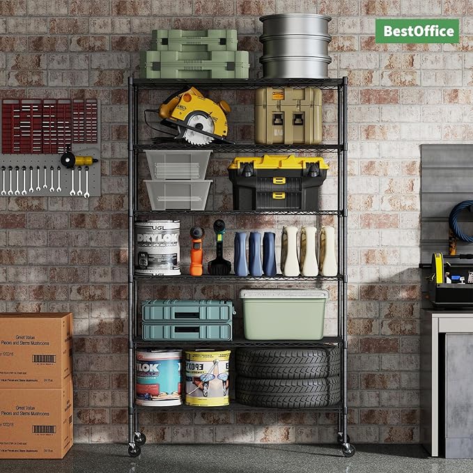 BestOffice Storage Shelves 6 Tier Metal Shelves Adjustable Garage Shelving Wire - Image 2