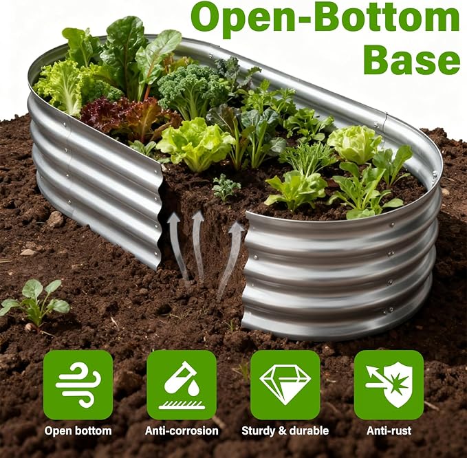 Galvanized Raised Garden Bed for Outdoor: 4x2x1ft Durable Metal Vegetable Plant - Image 2