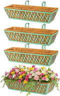 4 Pack 24 Inch Window Boxes Planters Railing Planter Box by KarlliuHOMEGARDEN
