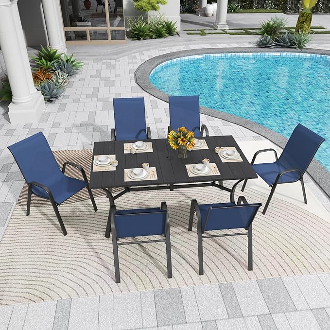 Patio Chairs Set of 6, Stackable Outdoor Dining Chairs - Image 3