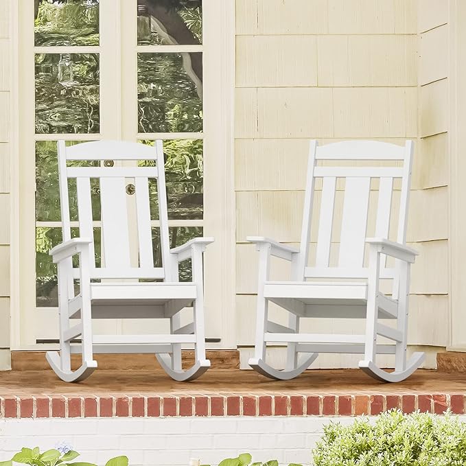 LUE BONA Outdoor Rocking Chairs Set of 2, Weather Resistant HDPS Poly Rocker - Image 3