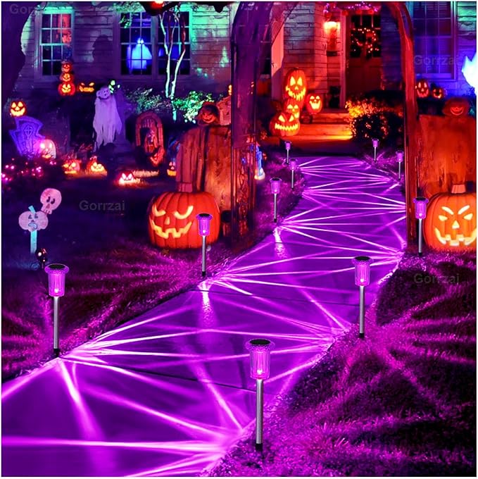 Christmas Solar Lights Outdoor 10 Pack Solar Pathway Lights Outdoor Halloween - Image 9