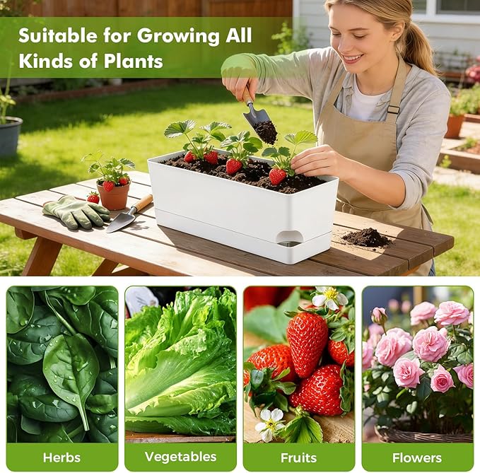 2 Pack Self Watering Pots for Indoor Plants 17 Inches Window Boxes Planters - Image 7