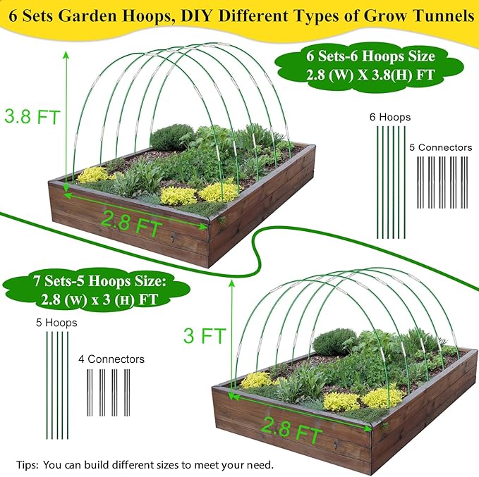 Greenhouse Hoops Grow Tunnel 6 Sets of 8FT Long Garden Hoops, Rust-Free - Image 2