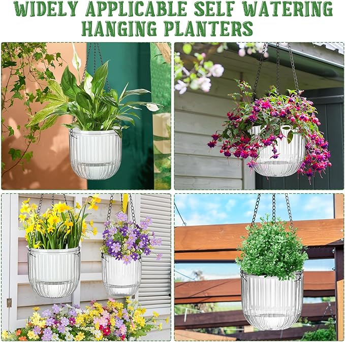 Maxcheck 4 Pcs Self Watering Hanging Planters Indoor Gift 6.5'' 4.5'' Hanging - Image 7