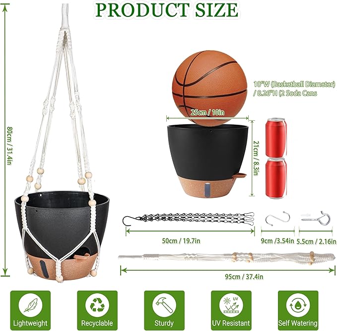 10 Inch Hanging Planters for Indoor Plants, 2 Pack Self Watering Hanging - Image 9