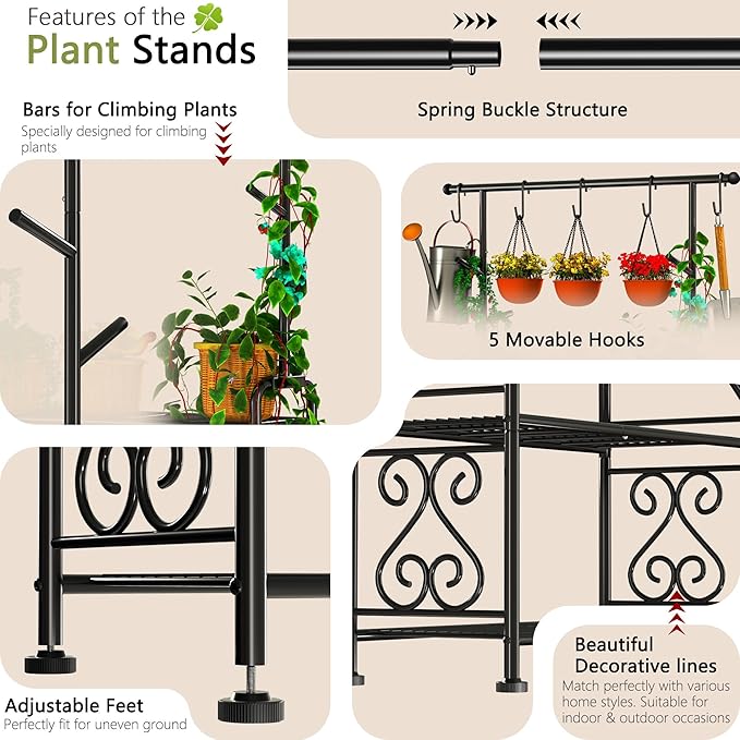 GIOTORENT Plant Stand Indoor, 3-Tier Heavy Duty Metal Shelf - Image 6