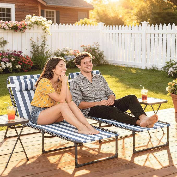 Outsunny Folding Chaise Lounge Chair Set of 2, Patio Sun Tanning Chair - Image 8