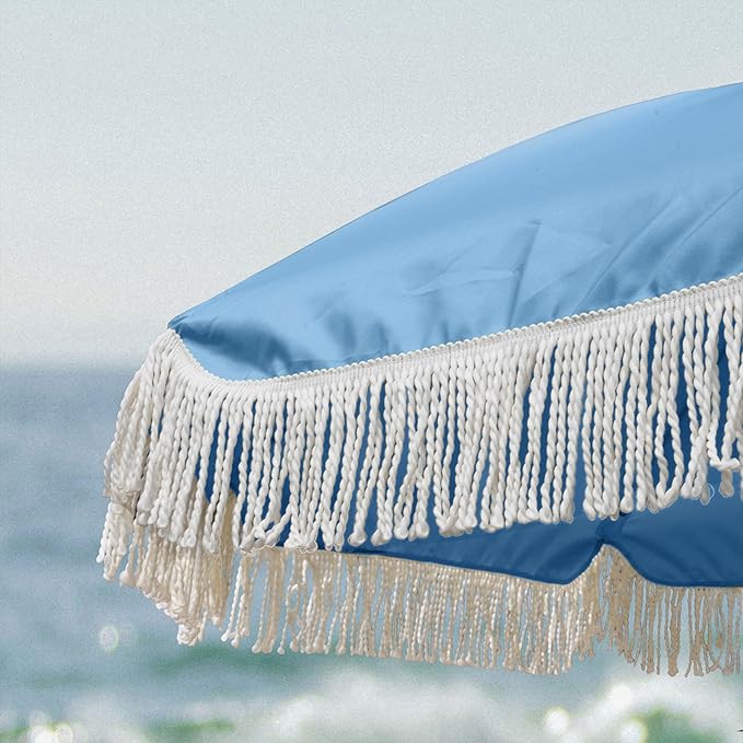 AMMSUN 7ft Patio Umbrella with Fringe Outdoor Tassel Umbrella UPF50+ Premium - Image 3
