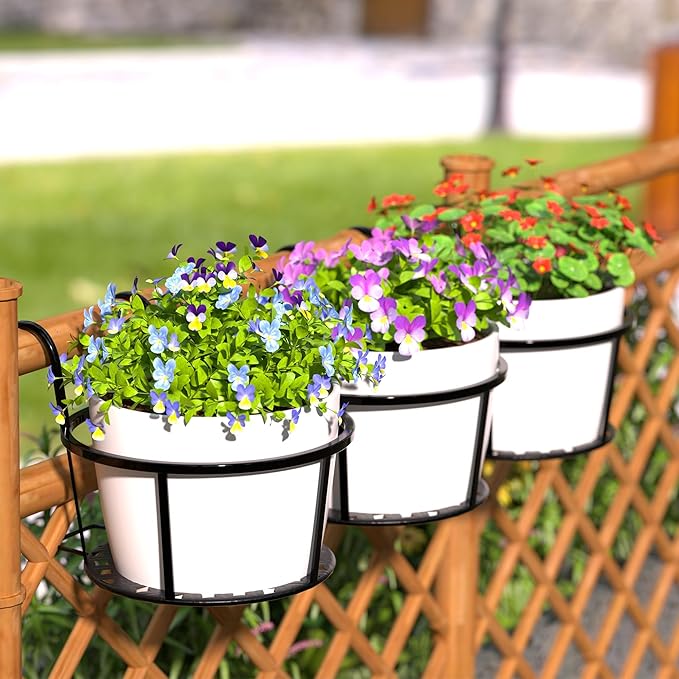CADANI Iron Hanging Plant Holder Over The Rail Metal Fence Planters, Hanging - Image 5