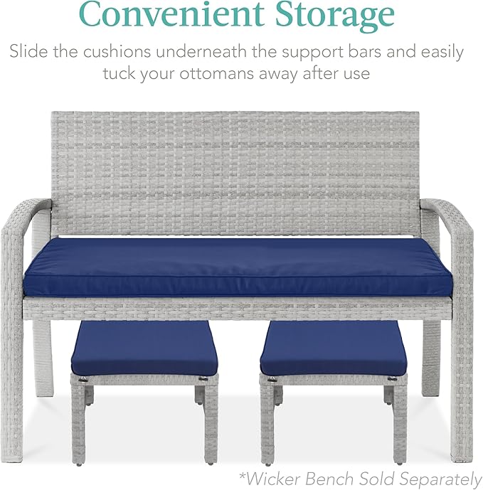 Best Choice Products Set of 2 Wicker Ottomans, Additional Seating, Side Table - Image 6