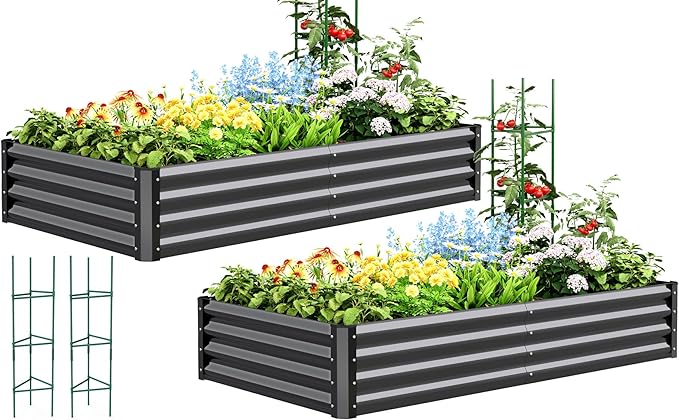Quictent Galvanized Raised Garden Bed Metal Planter Box Bottomless by QUICTENT