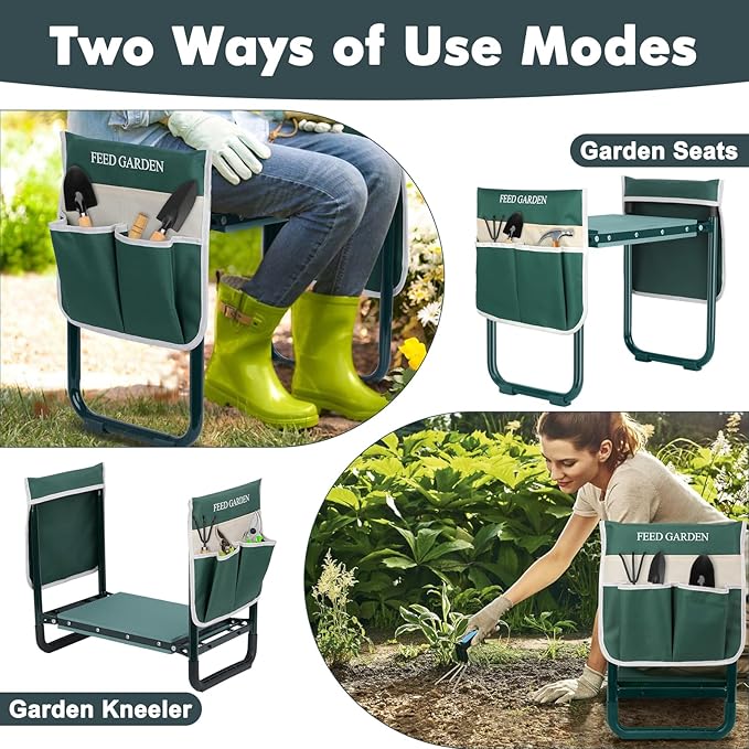 FEED GARDEN Garden Kneeler and Seat, Upgraded Foldable Gardening Stool - Image 7
