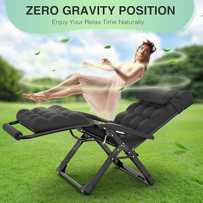 Suteck Oversized Zero Gravity Chair, 29In XL Lounge Chair w/Removable - Image 5