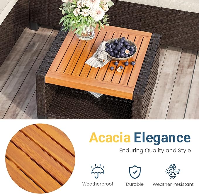 Wisteria Lane Small Patio Furniture Set, All-Weather Wicker Outdoor Sectional - Image 6
