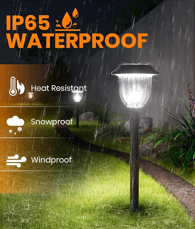 AOSEA LED Solar Lights for Outside, 12000K 6 Pack Solar Lights Outdoor IP65 - Image 6