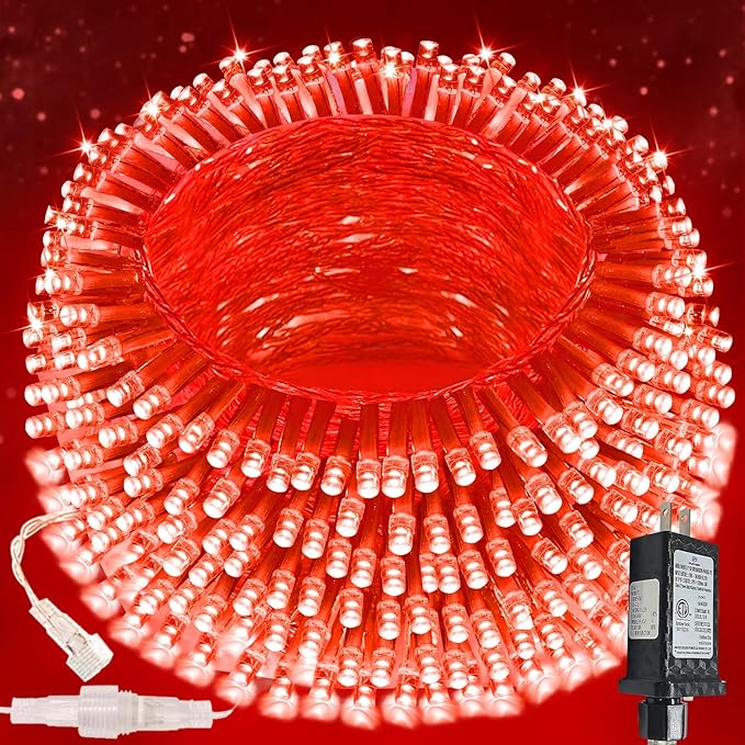 Connectable 200 LED String Lights Indoor Outdoor, 66FT Red Christmas Lights by SANJICHA