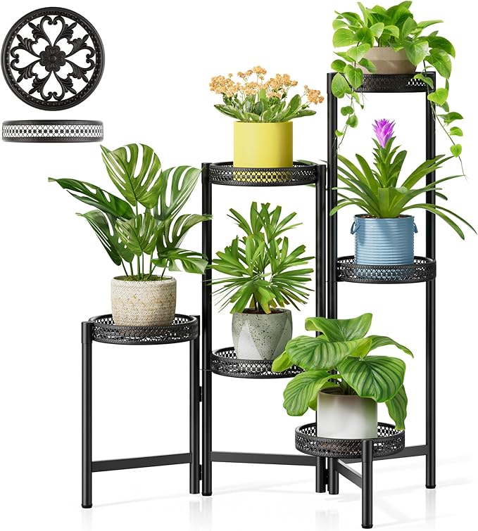 6 Tier Metal Plant Stand Indoor Outdoor, Corner Tall Plant Shelf by Unknown