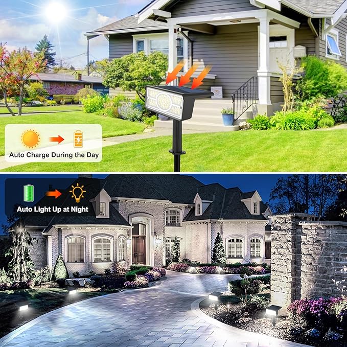 T-SUN Solar Spot Lights Outdoor 4 Pack, 49 LED 2 Lighting Modes, IP65 - Image 2