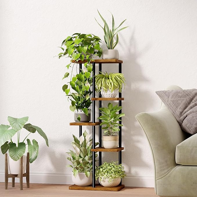 Bamworld Corner Plant Stand Indoor, 5 Tier Metal Plant Shelf - Image 3