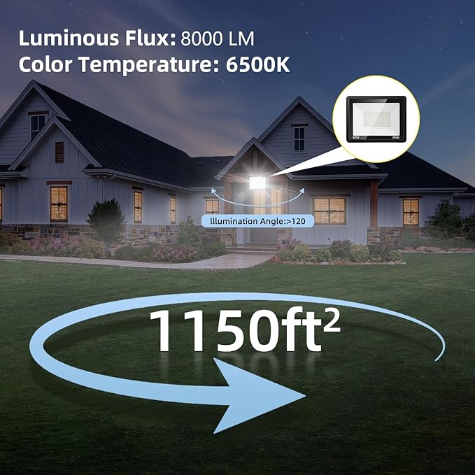 50W Flood Lights Outdoor, 7000LM Bright LED Work Light, IP66 Waterproof Outside - Image 4