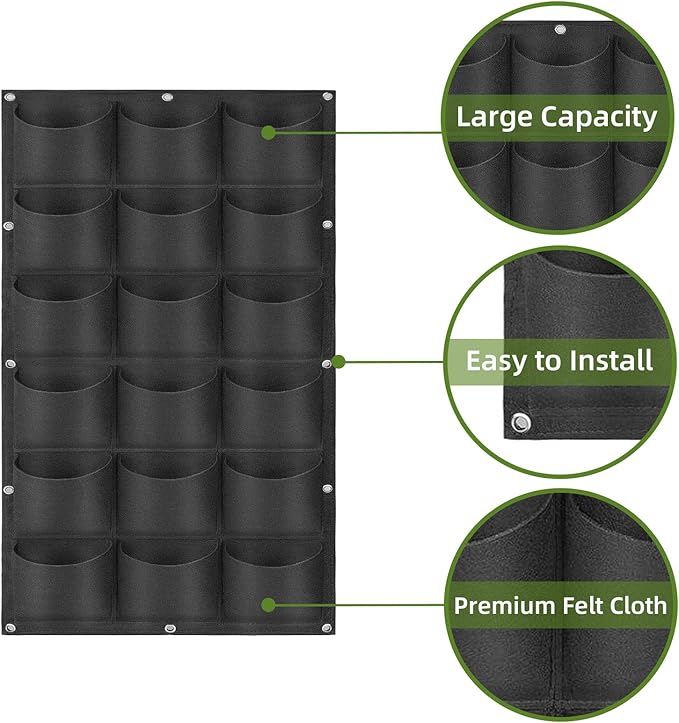 Hanging Planting Grow Bags, 18 Pockets Hanging Vertical Wall Planter Wall - Image 4