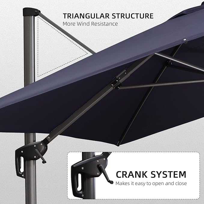 PURPLE LEAF 10' X 13' Patio Umbrella Outdoor Cantilever Rectangle Umbrella - Image 8