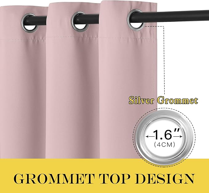 NICETOWN Baby Pink Curtains for Nursery, Sliding Glass Door Grommet Thermal - Image 5