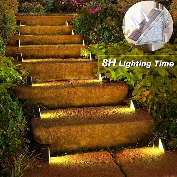 VOLISUN Solar Stair Lights 6 Pack, 7 Fixed Colors, Solar Step Lights Outdoor - Image 6