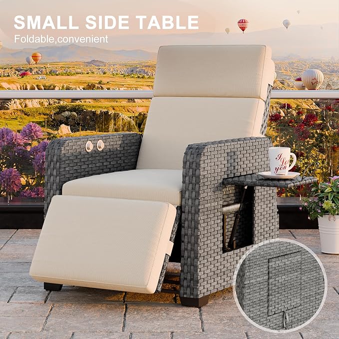 Restland Outdoor Recliner with Independent Adjustable Back & Footrest Wicker - Image 8
