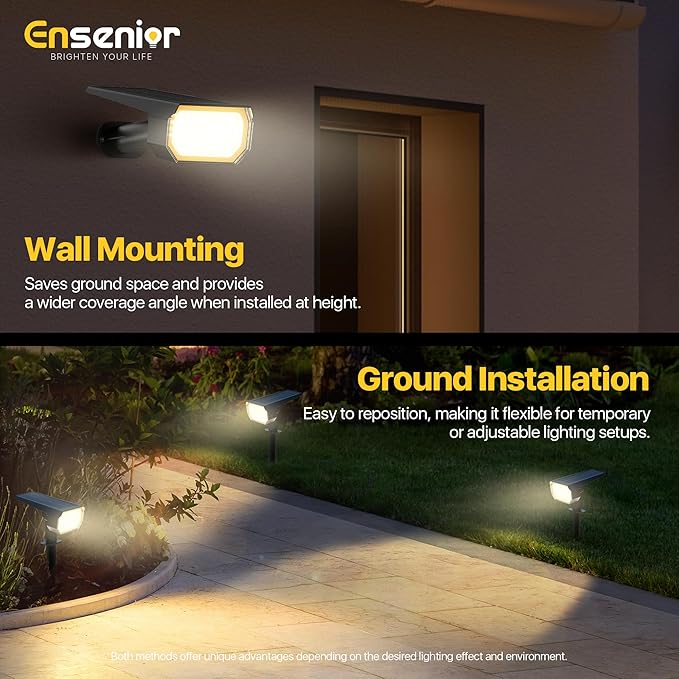 Ensenior Solar Spotlights Outdoor, 56 LEDs Brightness Adjustable 3000K LED - Image 6