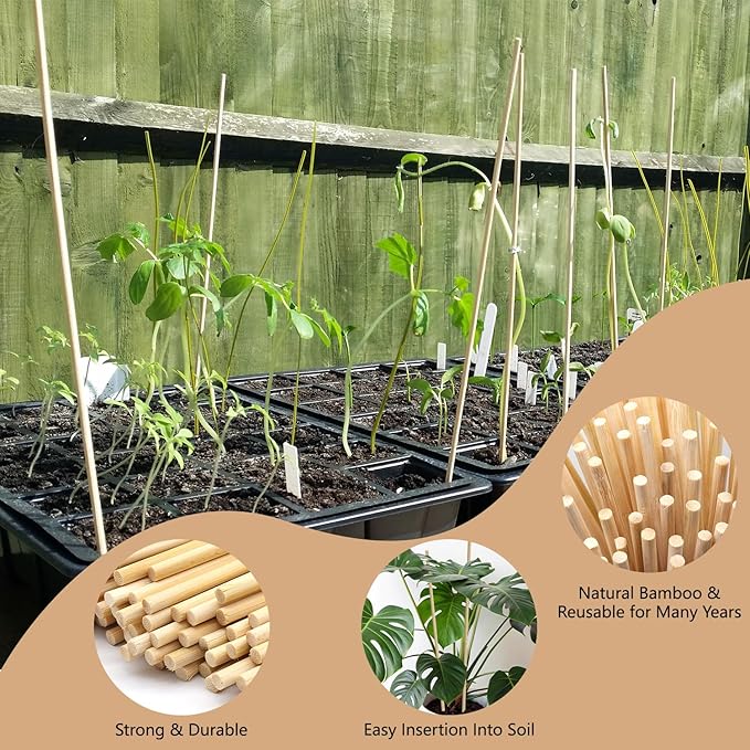 50PCS Bamboo Plant Stakes, 18Inch Natural Bamboo Sticks Garden Stake, - Image 5