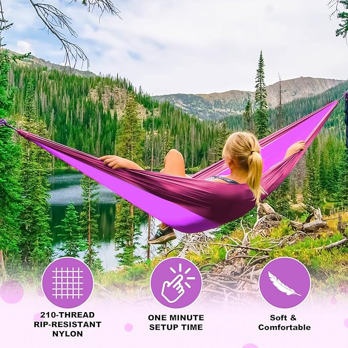 SZHLUX Camping Hammock Double & Single Portable Hammocks - Image 4