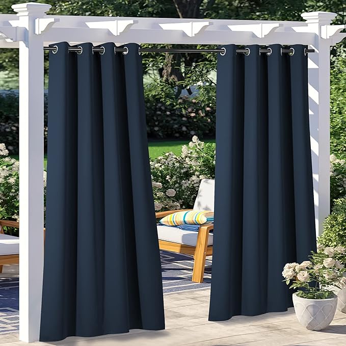 NICETOWN 2 Panels Exterior Blackout Outdoor Curtains by NICETOWN