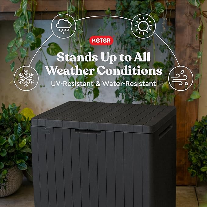 Keter City 30 Gallon Resin Outdoor Storage Box & Patio Side Table - Image 5